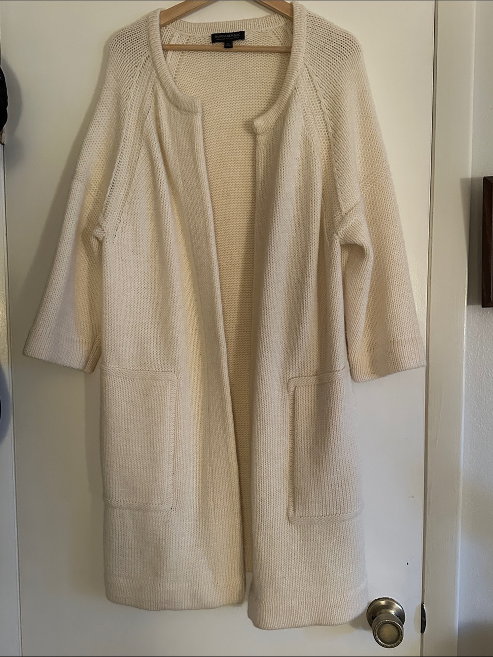 Banana Republic Open-Front Long Knit Cardigan - Cream